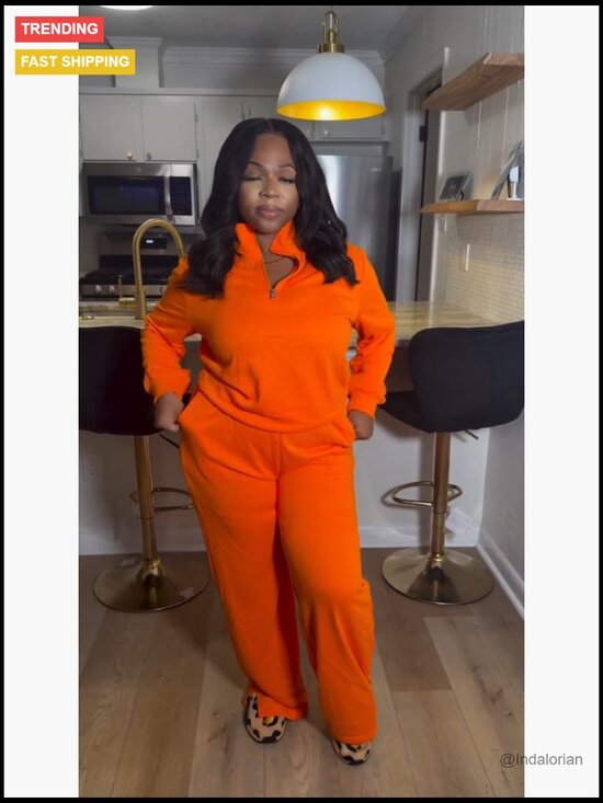 Long Sleeve Half Zip Sweatshirt and Jogger Pants 2 Piece Lounge Set - Picture 7 of 7